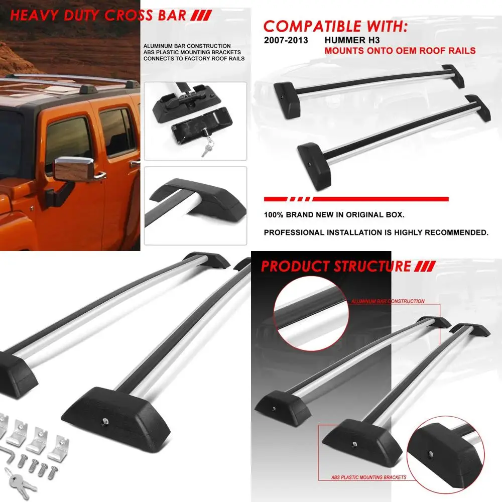 Aluminum Roof Rack Crossbars for 2006-2010 Hummer H3, 150 lbs Capacity, Anti-Corrosion, Suitable for Large Bike and Kayak Racks