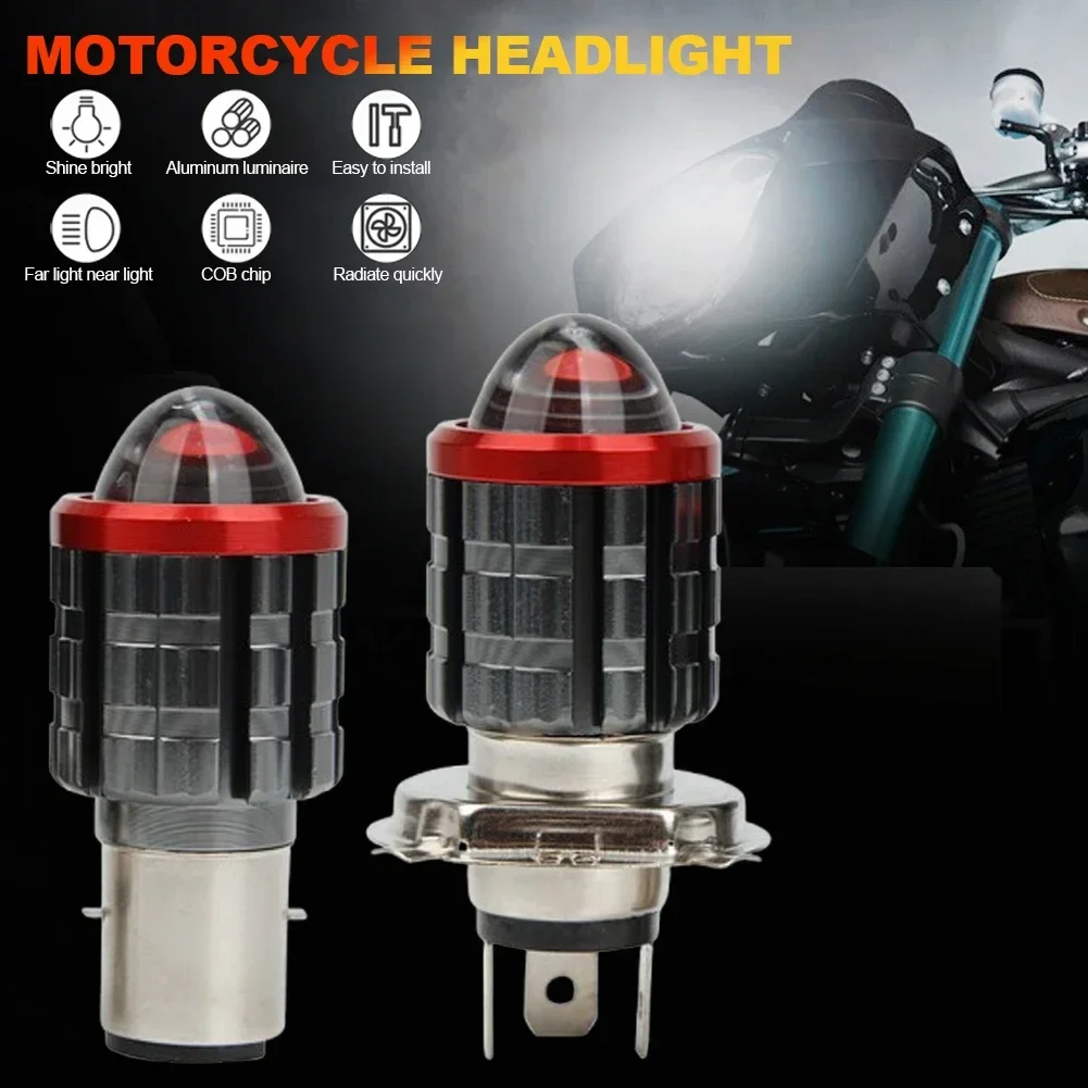 H4 H6 LED Moto Motorcycle Headlight LED Motorcycle White Yellow Bulbs Lens High Low Beam Lamp Motorbike Lamp Scooter Tricycle