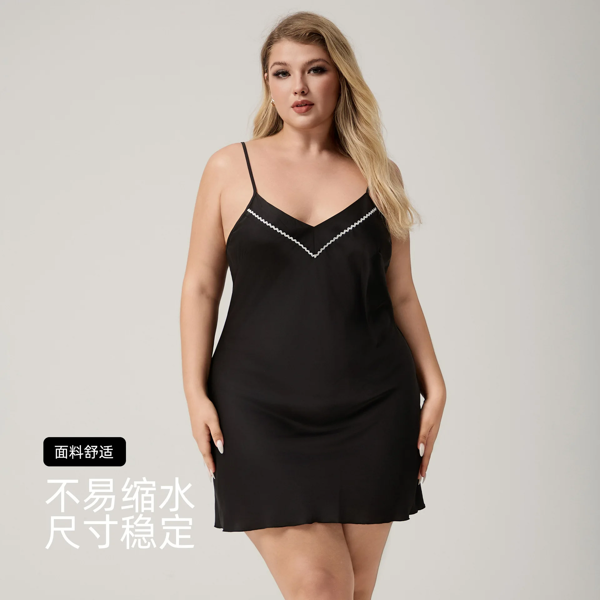 

Plus Size Female Nightgown Home Dress Sexy Intimate Lingerie Spaghetti Strap Nightdress Silky Satin Sleepwear Lounge Wear Nighty