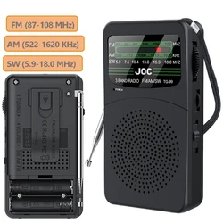 Portable Full Band Radio Mini FM AM SW Radios Receiver with High Power Speaker Support LED Light Wired Headset 2*AA Batteries