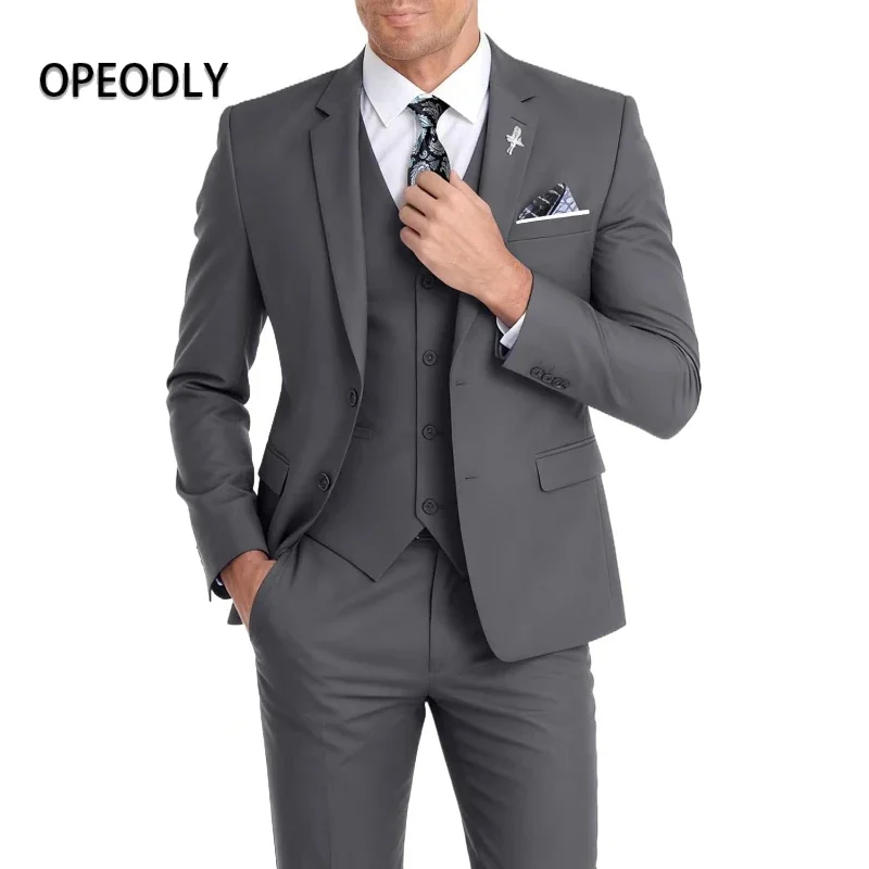 

OPEODLY Mens 3 Piece Slim Fit Wedding Groomsmen Suit Two Buttons Suit Set Jacket Vest Pants for Men Best Gift for Wedding
