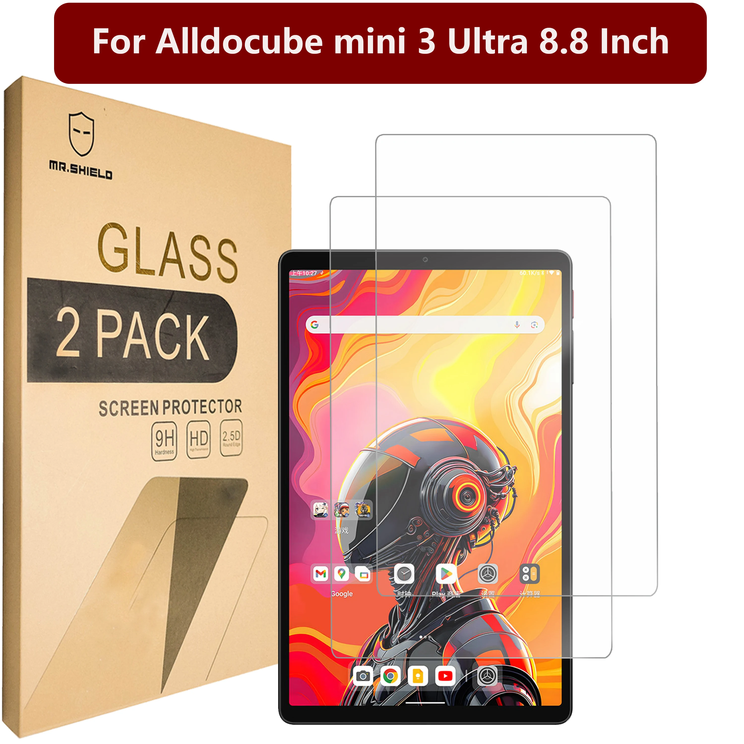 

Защитная пленка Mr.Shield, совместимая с Alldocube mini 3 Ultra 8.8 Inch [2 УПАКОВКИ] [Закаленное стекло] [9H]