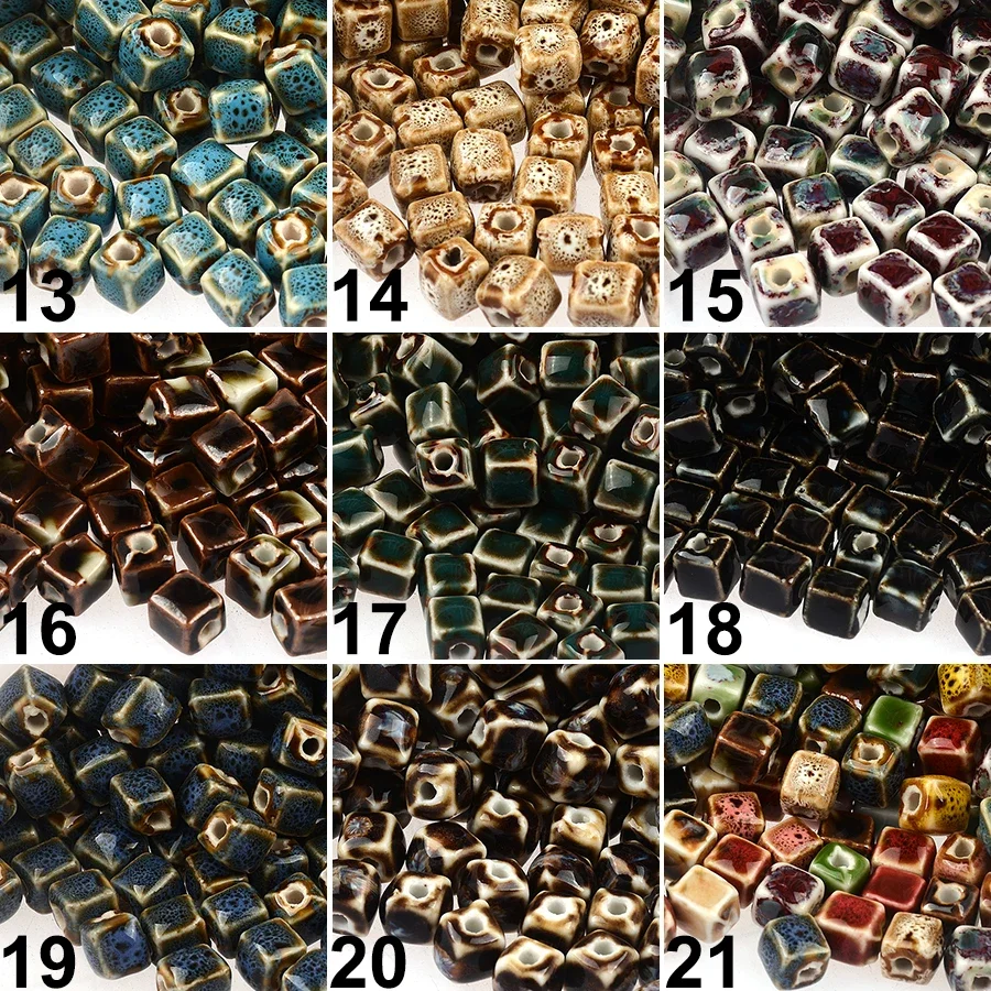 8/10mm Vintage Square Ceramic Beads Loose Spacer Beads for Jewelry Making Handmade Diy Materials Bracelet