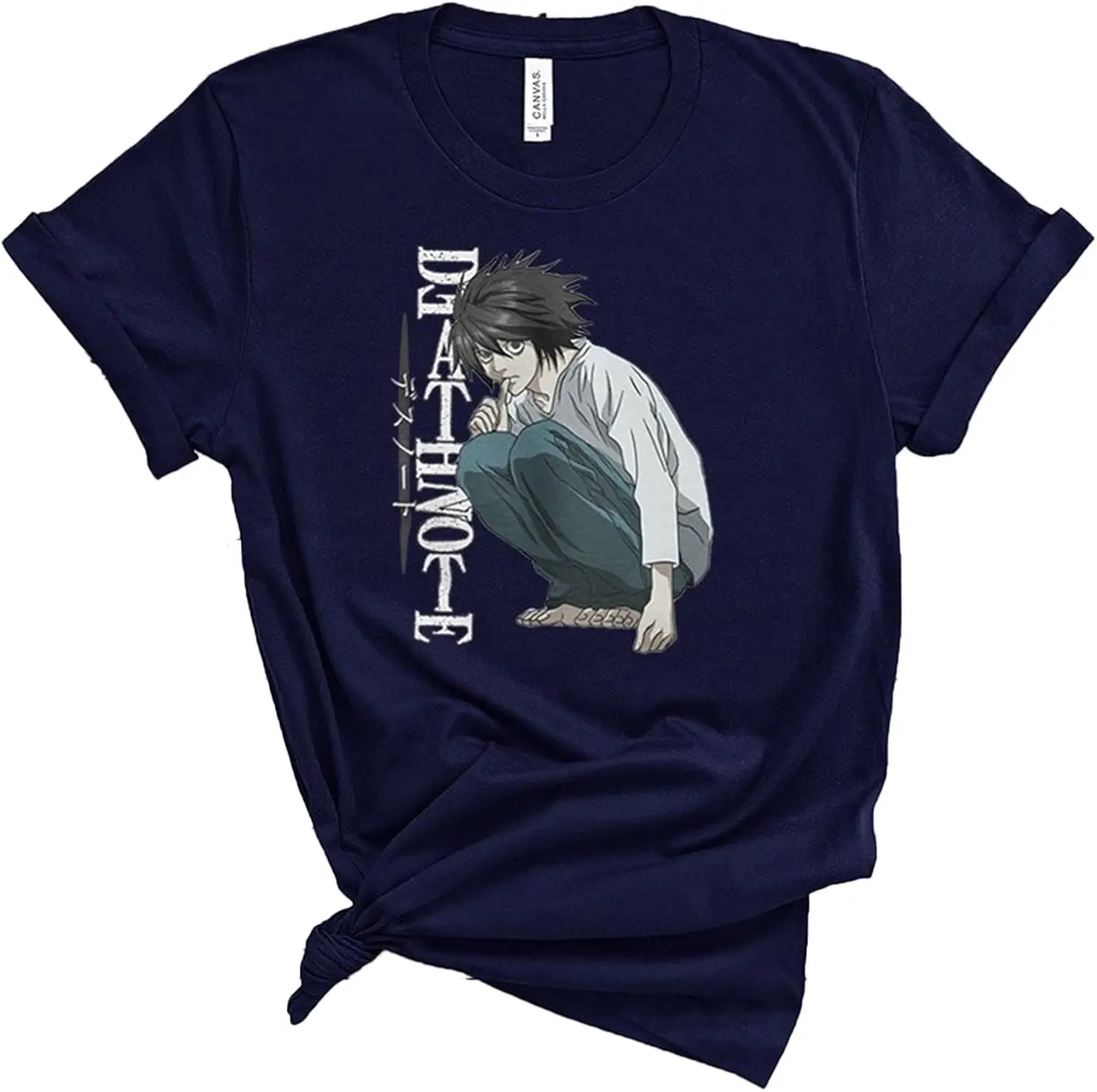 Death Note T-Shirt L Lawliet Cosplay Kostüm Lässige lose Bedruckte Rundhals Kurzarm T-Shirt Top T-Shirts für Unisex