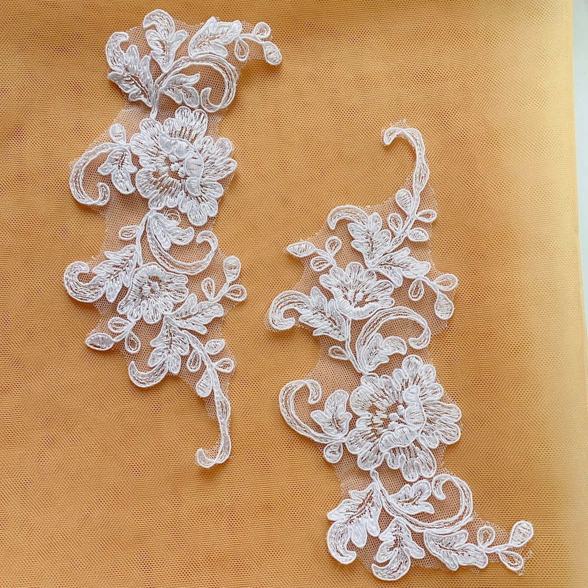 Lace Mirrored Rose Flowers, Wedding Dress, Wedding Shoes, Headdress, DIY Sewing Accessories, Bride, Pure White Border,20 Pcs Lot