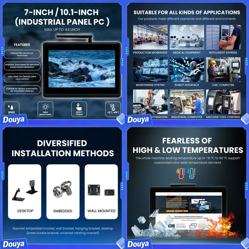 7 10.1 Inch Android Panel PC with 10 Point Capacitive Touchscreen Industrial Chassis for Restaurants & Retail POS