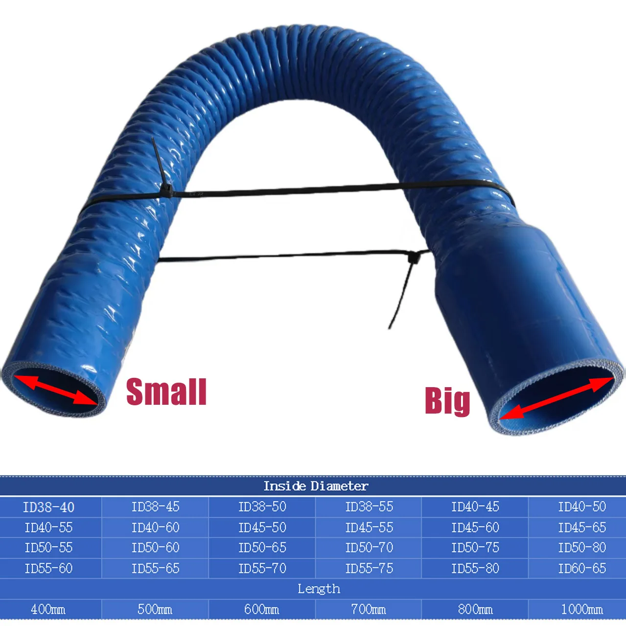 Blue variable diameter steel wire corrugated tube silicone hose intercooler connecting pipe，intake pipe，water pipe