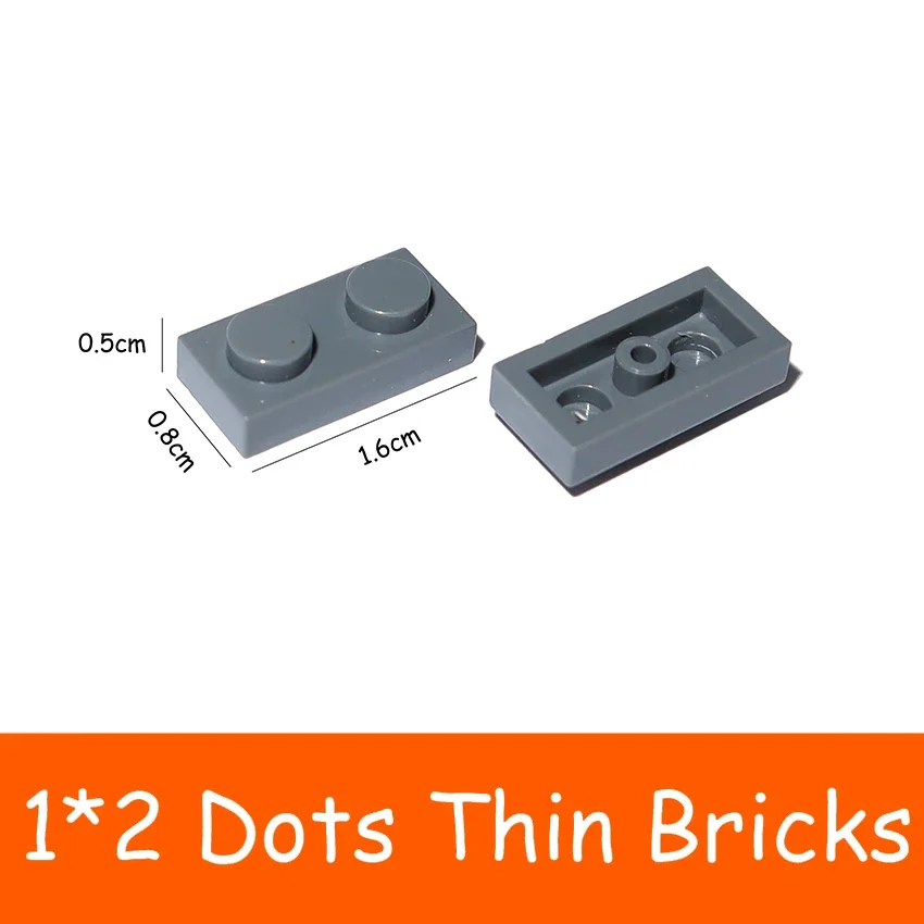 100/200PCS 3023 Thin Plate 1x2 Dots 1*2 DIY Building Blocks Figures Bricks MOC Assemble Particles Educational Creative Toy