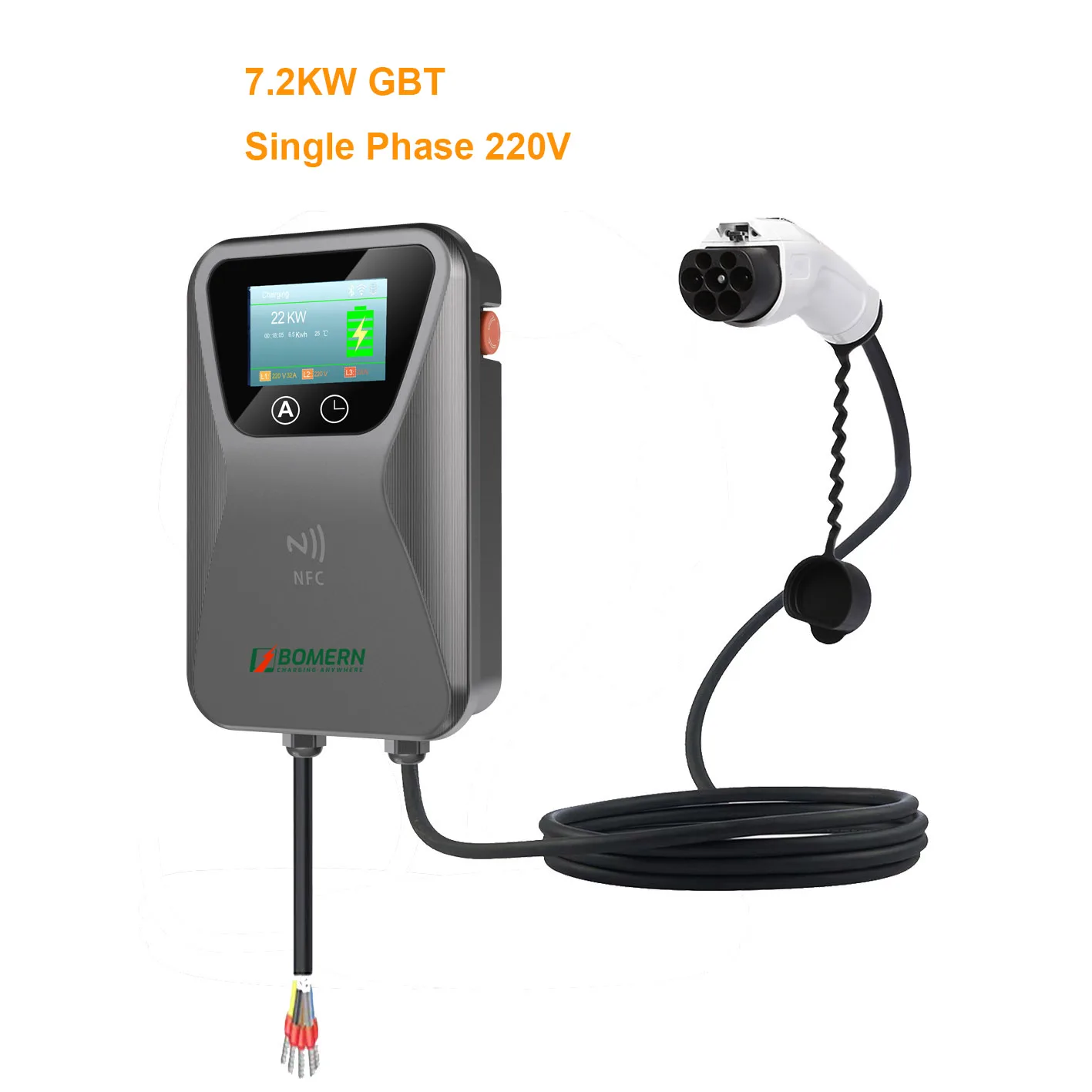 

Bomern electric vehicles charger 7.2kw single phase 220V BYD ev charger GBT For China car