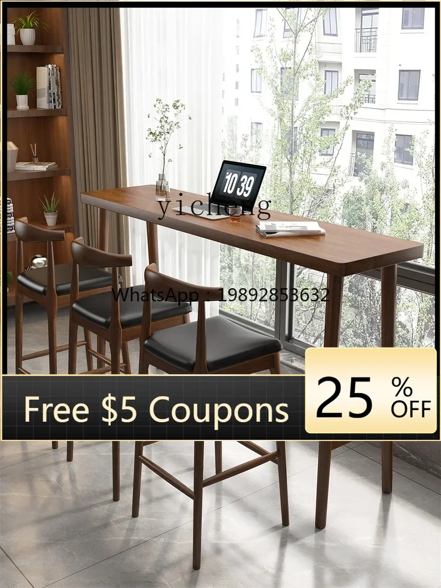 

Tqh Leisure Balcony Window Solid Wood Bar Counter Home Partition Long Table