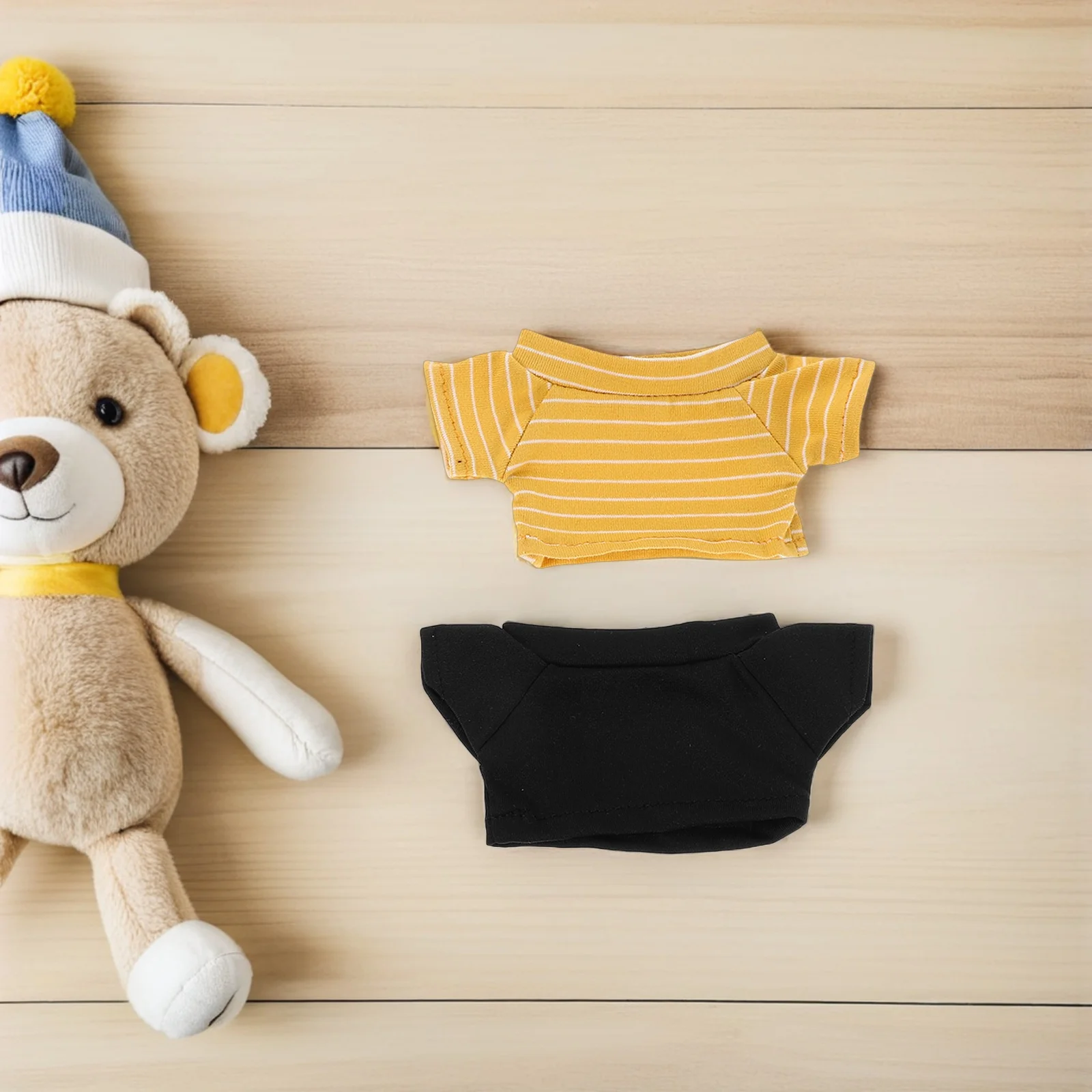 

4Pcs Bear Clothes Replacement T-Shirt Set for 20cm Stuffed Animals Compact Reusable Small Bear Clothes for Decoration