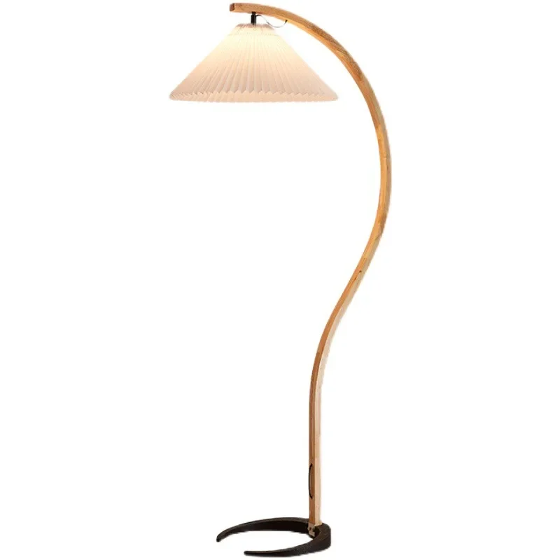 

Modern simple living room sofa study bedroom designer art Nordic creative pleated vertical wood floor lamp