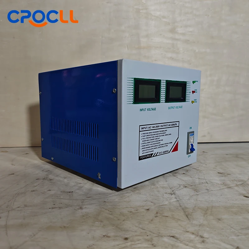 Inteligentny stabilizator napięcia jednofazowego AC 240V SVC-5000KA, wysoka precyzja, 50kVA, 98% wydajności, elektroniczny stabilizator napięcia.