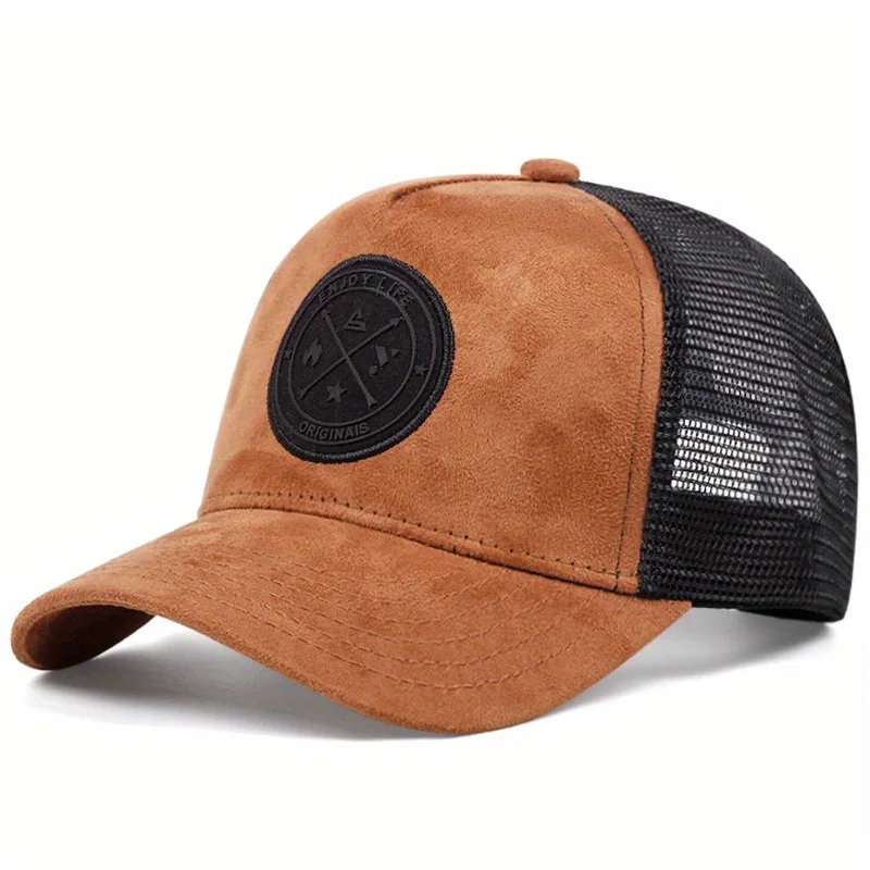 Summer round label baseball cap men's mesh versatile sun shading