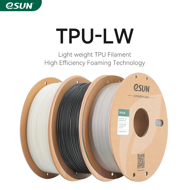 eSUN TPU 3D Printer Filament 1.75mm 0.75KG Light Weight TPU 3D Filament For Bambu Lab 3D Foam Aircraft Material TPU-LW Filament