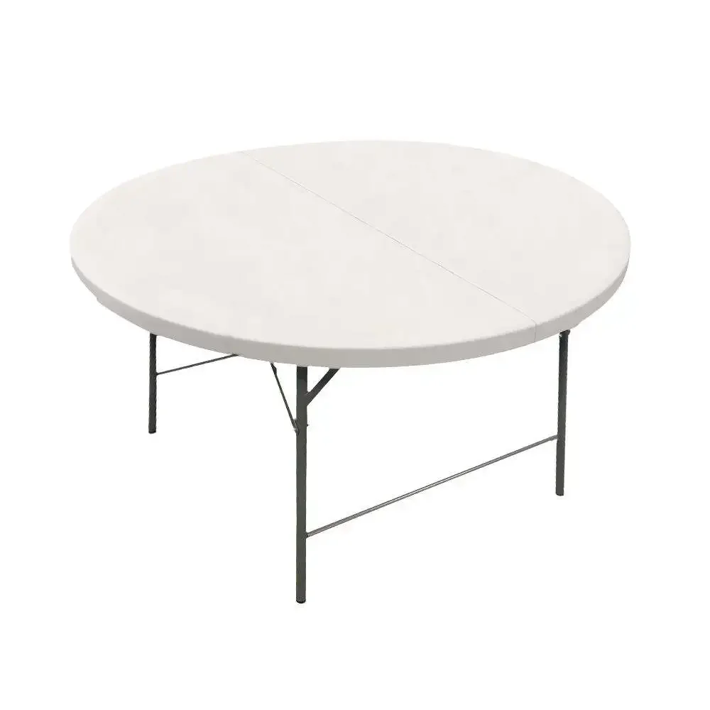 

4ft Cheap Outdoor picnic folding table With Metal Folding Legs portable Plastic round Folding Table And Chair for event