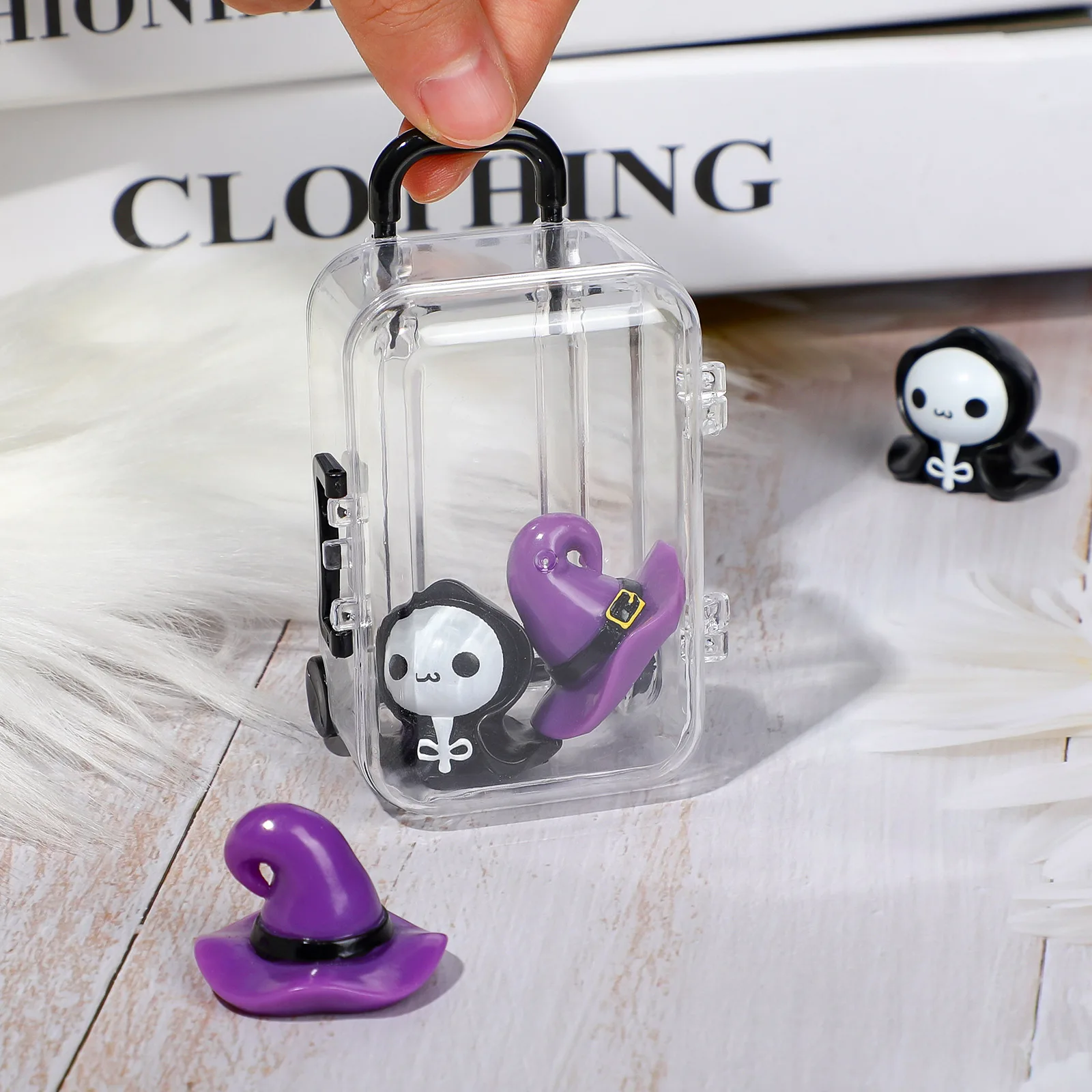 1pc Mini Luggage Storage Box Jewelry Organizer Cute Clear Suitcase Candy Box Creative Wedding Candy Case Small Trolley Case