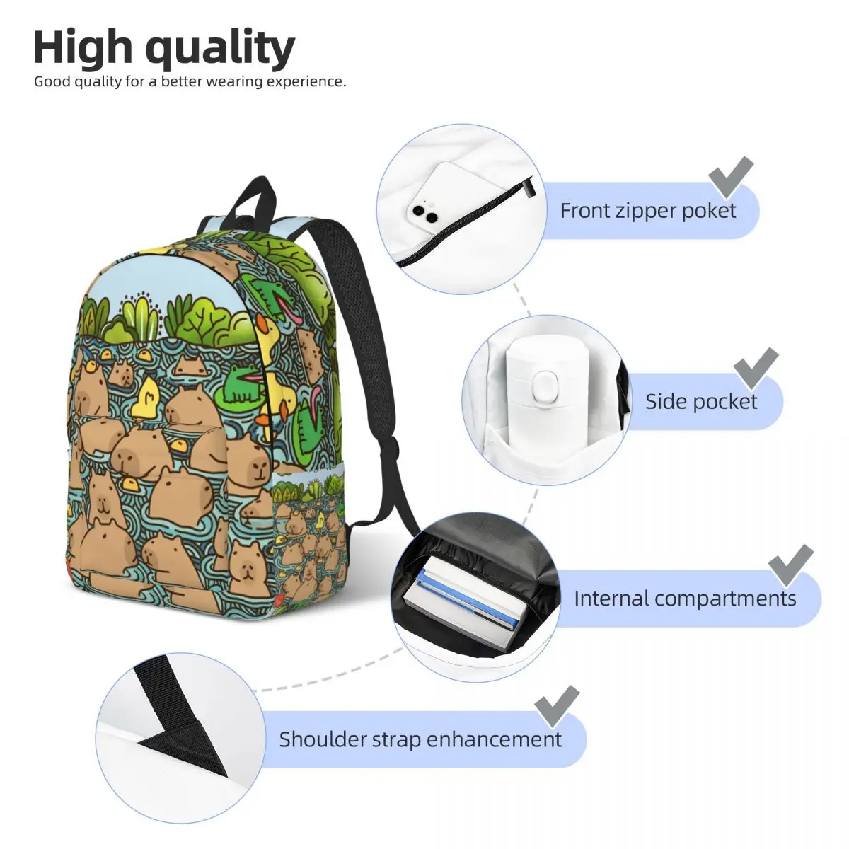 Letni plecak Capybara dla chłopca dziewczynki dzieci Student School Bookbag Capybaras Daypack przedszkole torba do przedszkola Outdoor