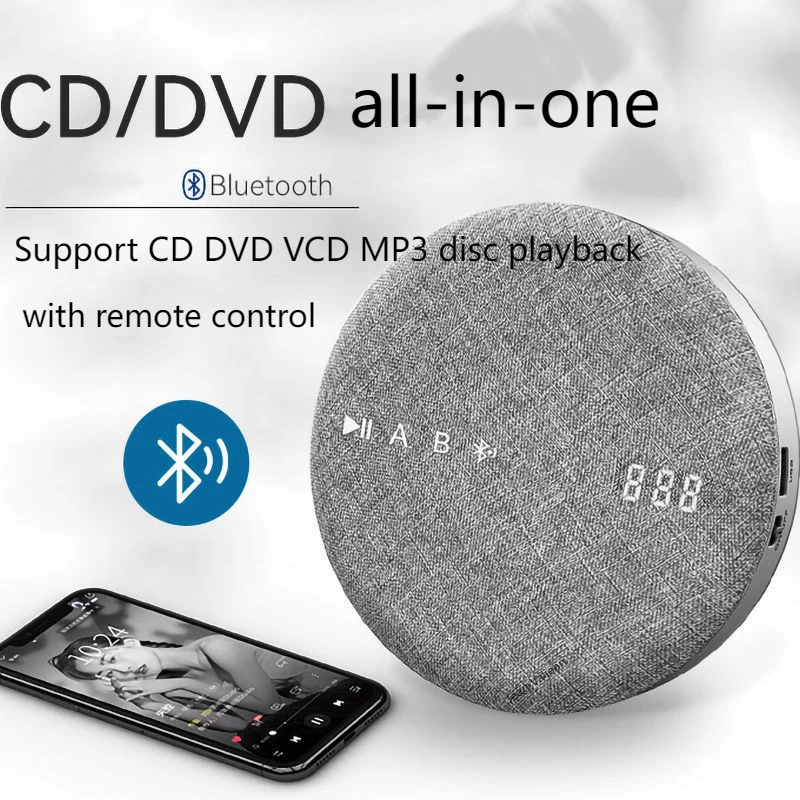 

New Portable Bluetooth CD Player DVD VCD MP3 Hifi With Speaker Walkman USB Vintage Music With Remote Control Stereo Home Study