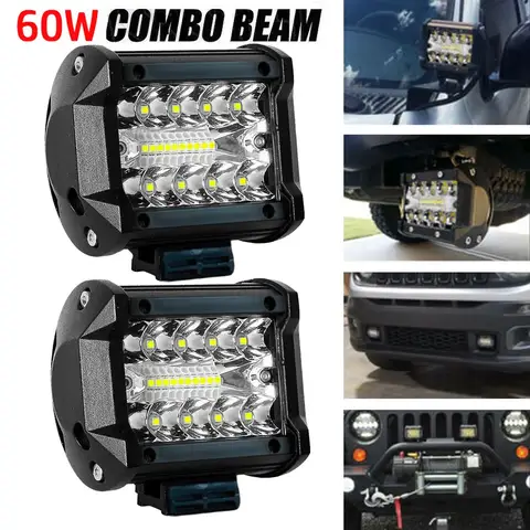 12V 60W Barra LED Offroad Spot Flood Combo Barra luminosa a LED Luce da lavoro per camion Auto SUV ATV UTV 4WD Fari a LED