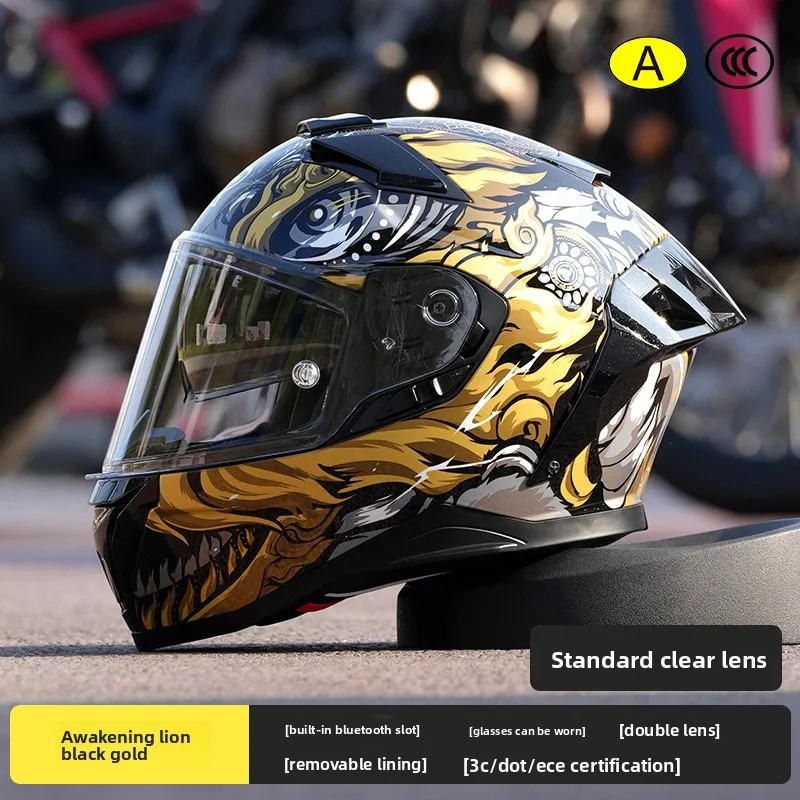 

RSV Motorcycle Helmet Guochao Locomotive Helmet Double Lens Electric Vehicle Full Helmet Four-season Universal 3C Certification