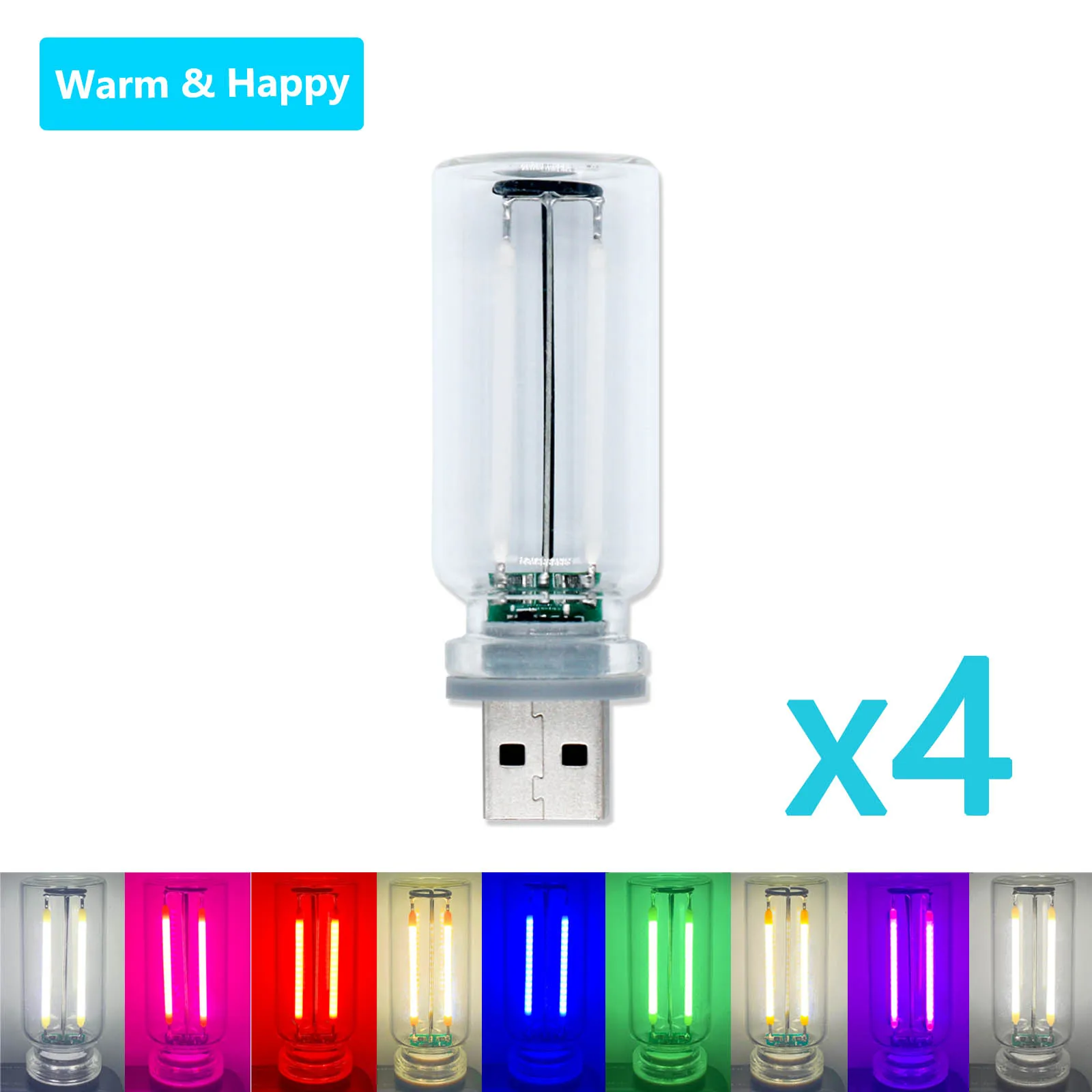 

4pcs of LED Tube Light Source Accessories USB Dimming Induction Light Edison Retro Bead Light Bulb DC5V 0.3W DIY Mini Night Ligh