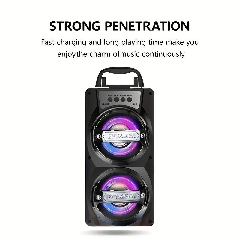 Dual Speakers Wireless Bluetooth Speaker Outdoor Music Box Subwoofer Soundbar Colorful LED Light Music Player for Karaoke Free