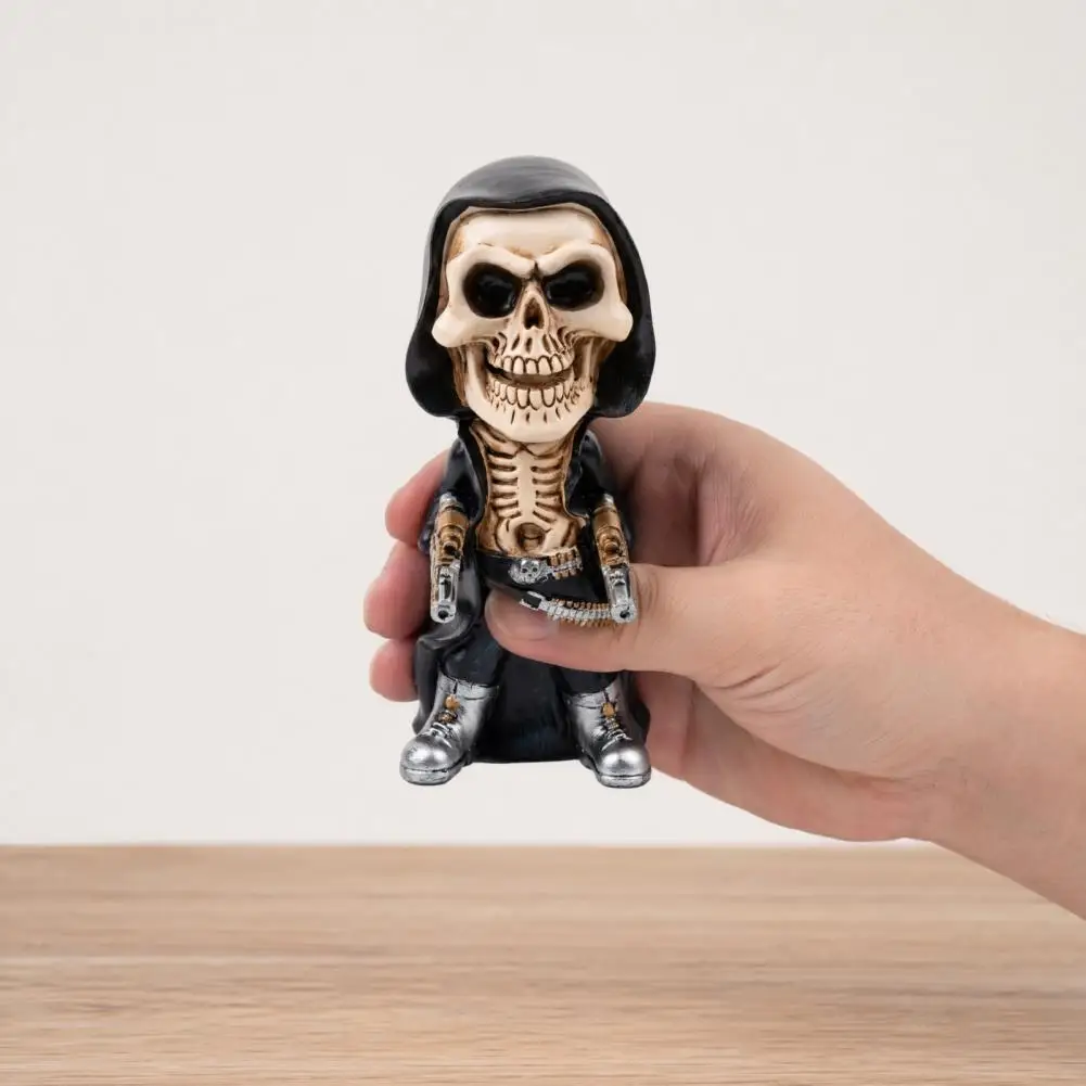 Hand-painted Skull Figurine Halloween Skeleton Sculpture Resin Soldier Figurine Statue Gunner Model Ornament for Desktop Gaming