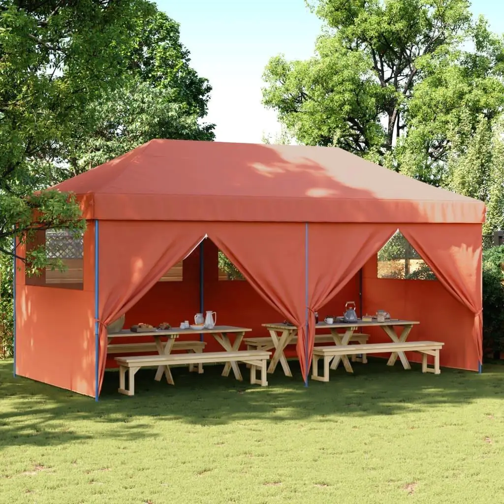 Foldable Party Tent Pop-Up with 4 Sidewalls Terracotta