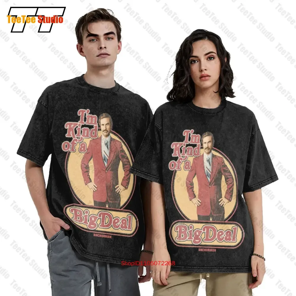 Anchorman Men'S Vintage Oversized T-Shirt I'M Kind Of A Big Deal Circle Legend Ron Burgundy American Comedy Movie Series NOAK