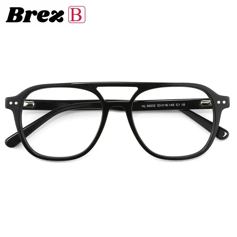 Ollymurs Men Eyeglass Acetate Retro Glasses Frame Women Optics Myopia Hyperopia Prescription Lenses Double Bridge Design