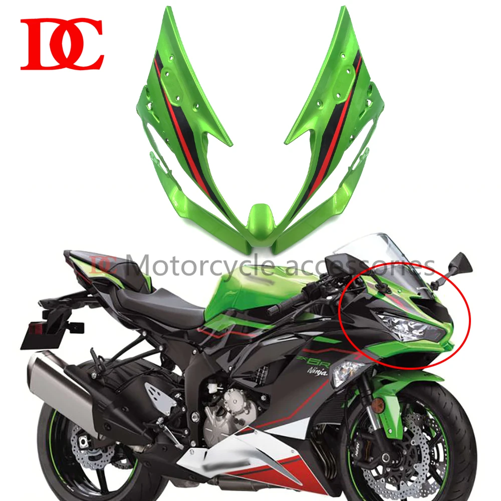 

Suitable for Kawasaki ZX-6R 636 ZX6R ZX 6R 2019 2020 2021 2022 Motorcycle Front Fairing Upper Nose Cover Headlight Head Cover