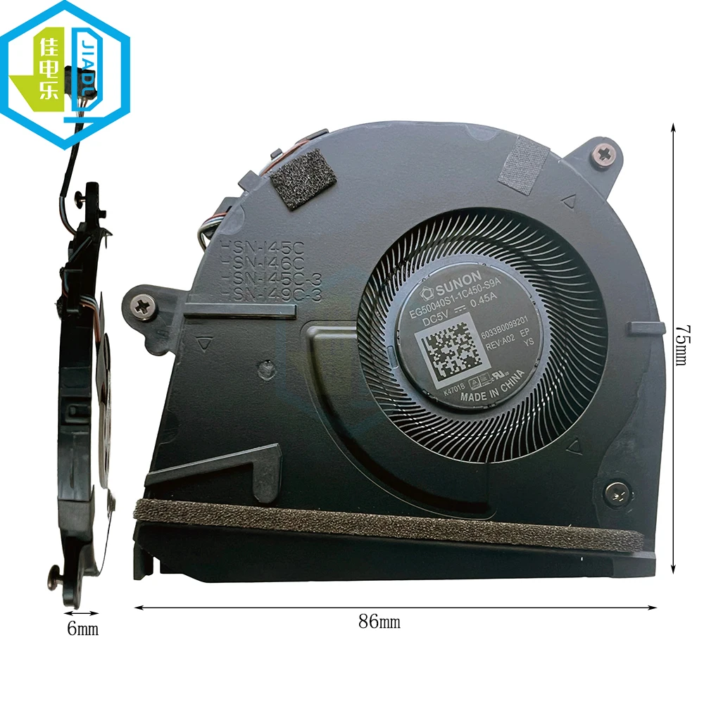 

Cooling CPU Fan For HP EliteBook 830 G9 835 G10 G11 HSN-I45 I49C-3 Notebook PC Cooler Radiator N08535-001 EG50040S1-1C450-S9A