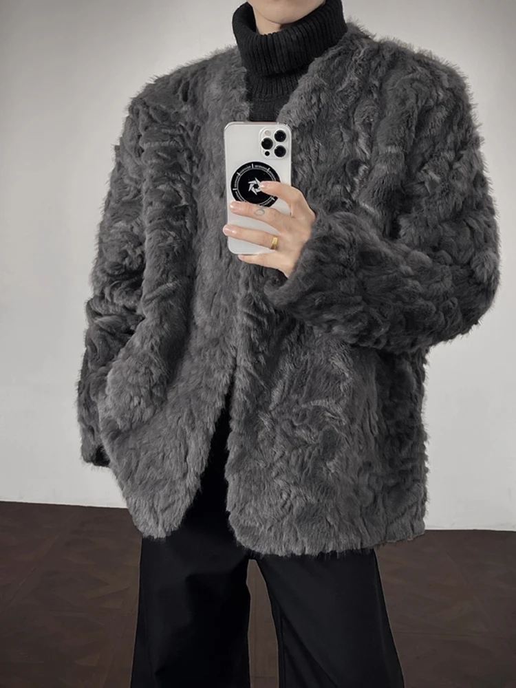 

American Style Men's Thickened Faux Mink Velvet Jacket Winter Warm Cotton Coat Plush Cotton Vest Standard Fit Casual Wear
