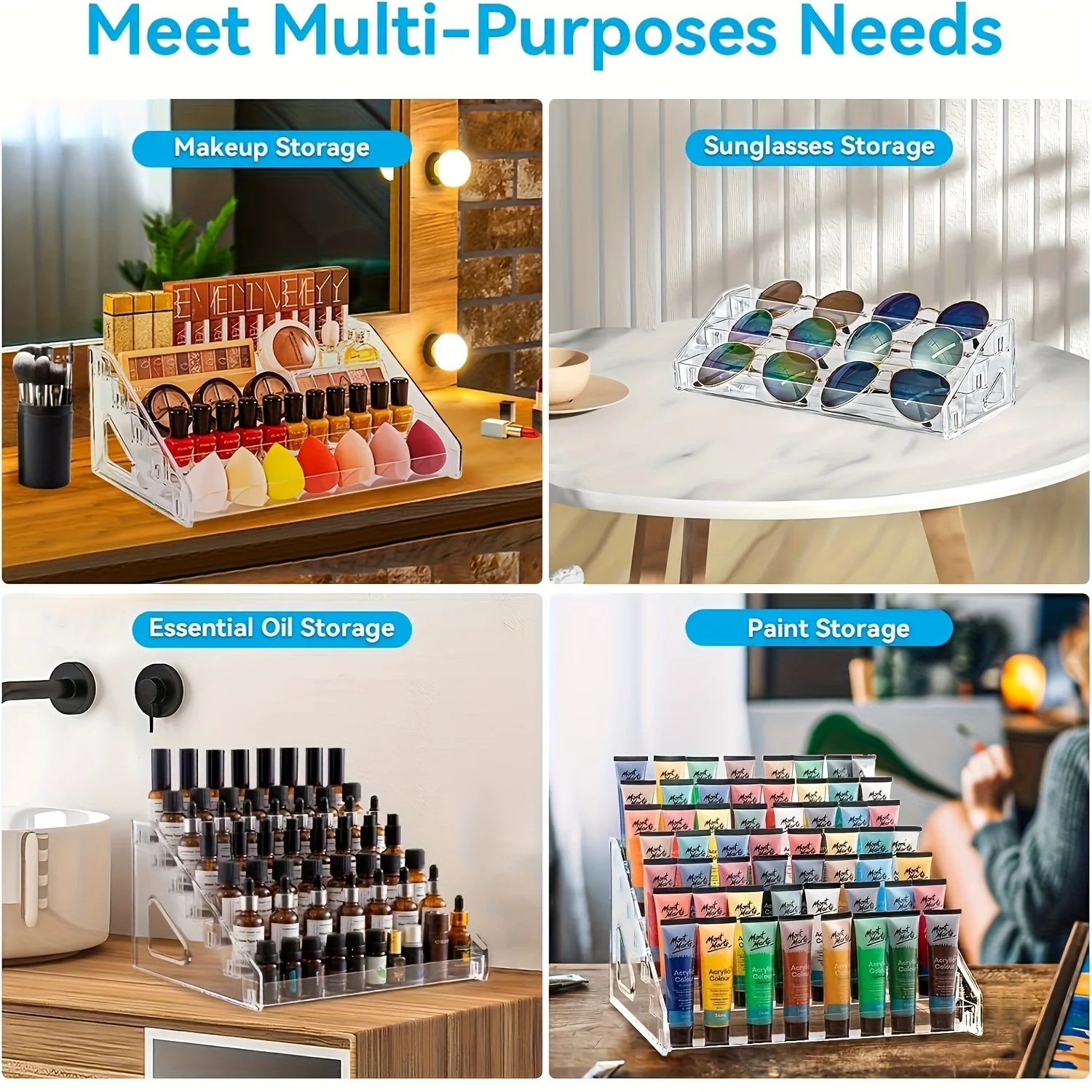 Multifunctional Acrylic Organizer, Suitable for Nail Polish, Cosmetics, Fashion Glasses, and Essential Oils - Easy Installation