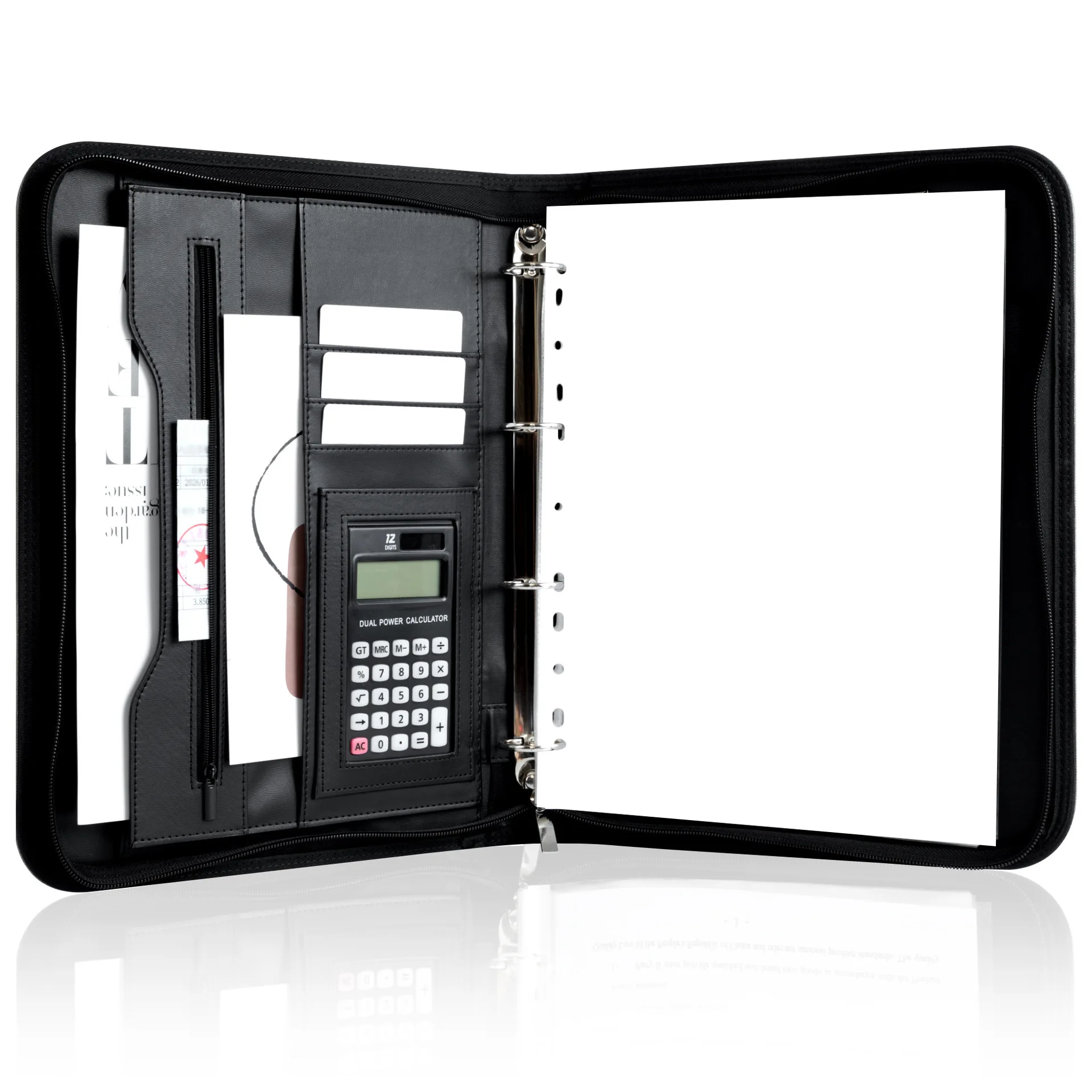 Tactical A4 Manager File Folder PU Business Binder Handheld Briefcase Multi-functional Zippered Bag