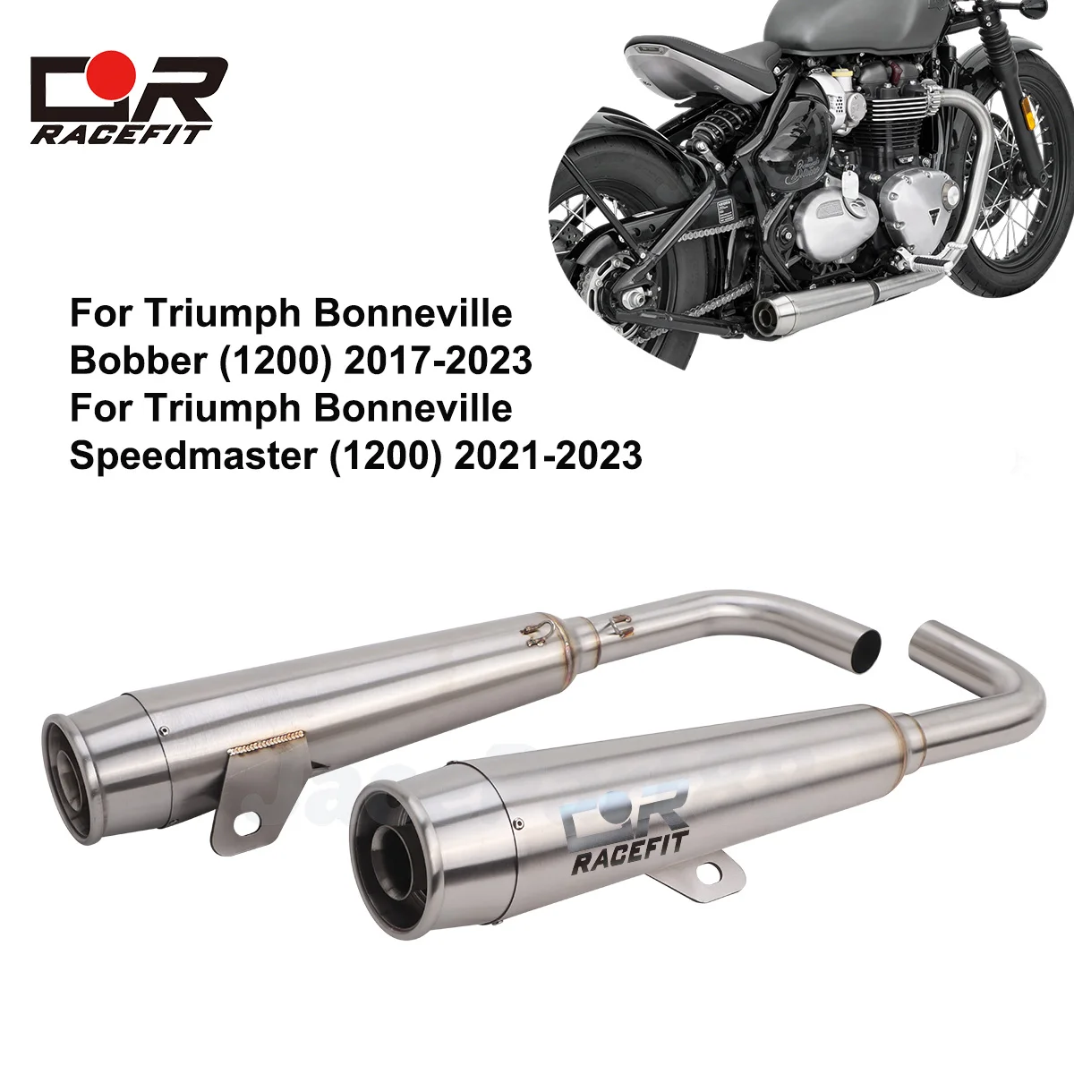 

Motorcycle Exhaust Muffler Slip On System For Triumph Bonneville Bobber 1200 2017-2023 Speedmaster 2021-2023