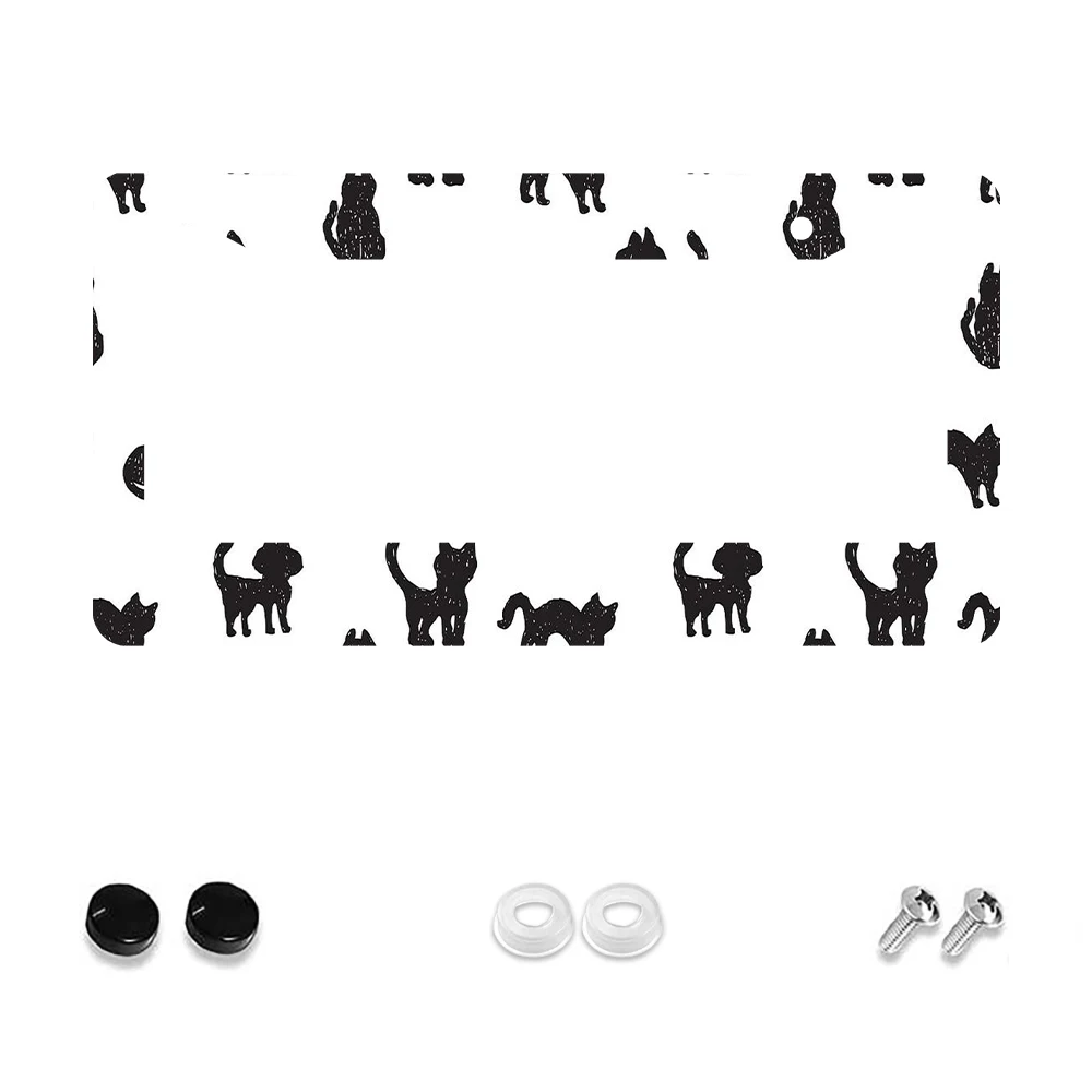 

1pc Black Cat Pattern 2-Hole License Plate Frame Aluminum Material 6x12 Inches with Screw Set Cartoon Funny Car Decoration Gift