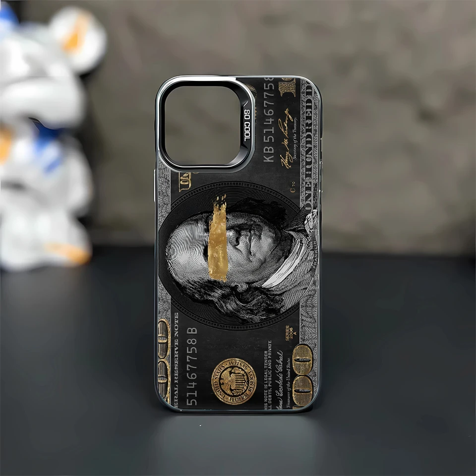 Funda genial de billete de 100 dólares para iPhone 16 PRO 15 14 13 12 11 Promax Xr Xs 7 8 Plus SE, cubierta minimalista resistente a golpes 5