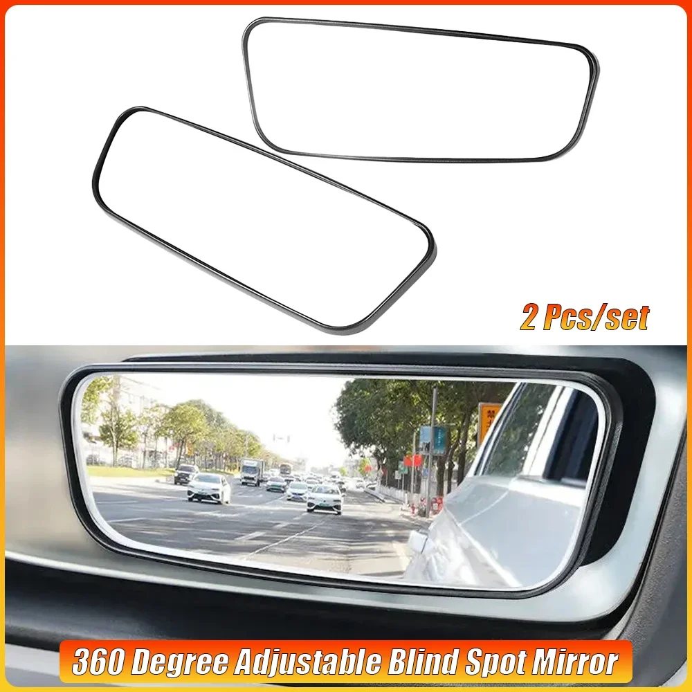 

2 шт. автомобильных вспомогательных выпуклых зеркал заднего вида, регулируемых на 360 градусов, для обзора слепых зон, круглые, широкоугольные, для движения задним ходом