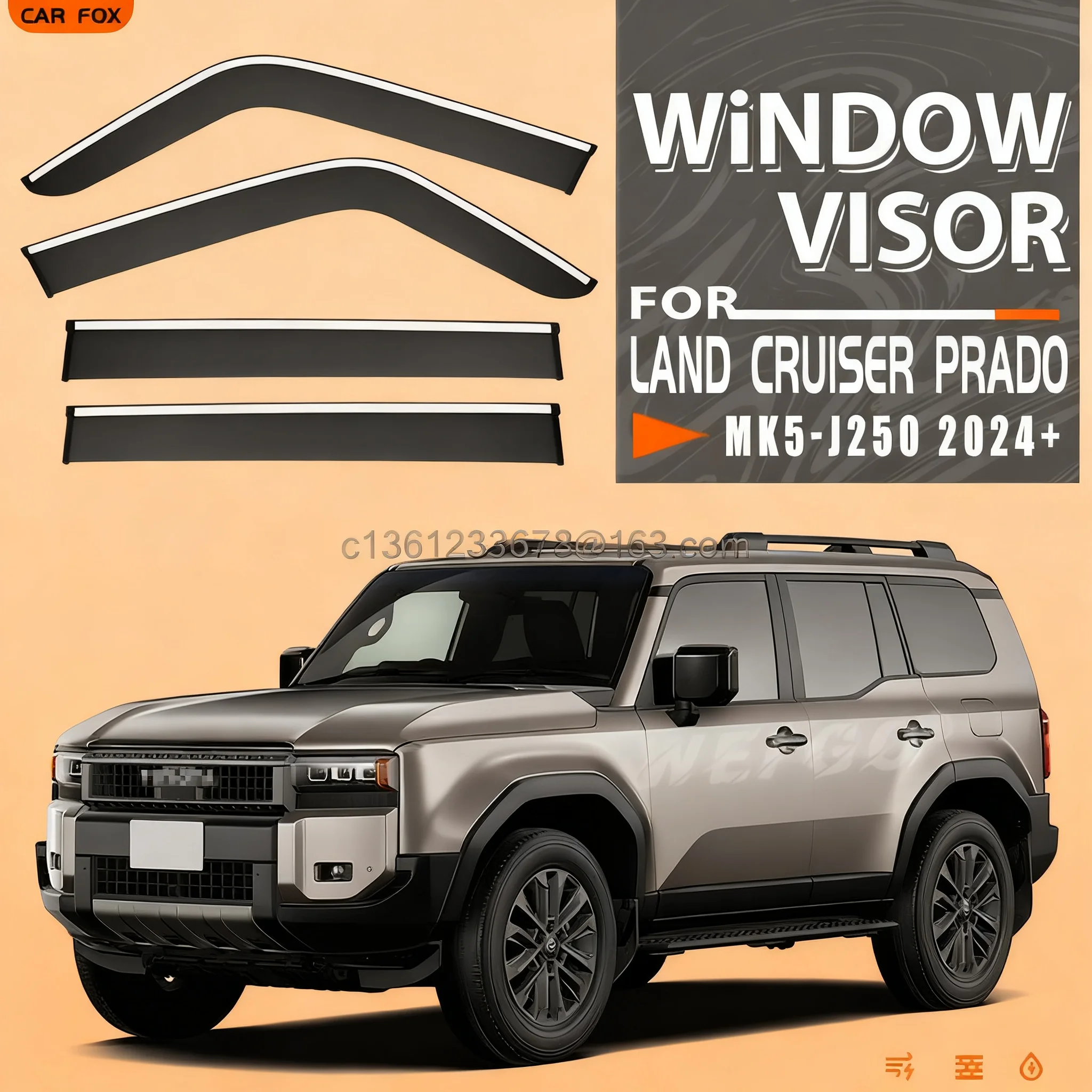 

Window rain shield, window rain cover, car decorative accessories suitable for Toyota Prado, easy to install