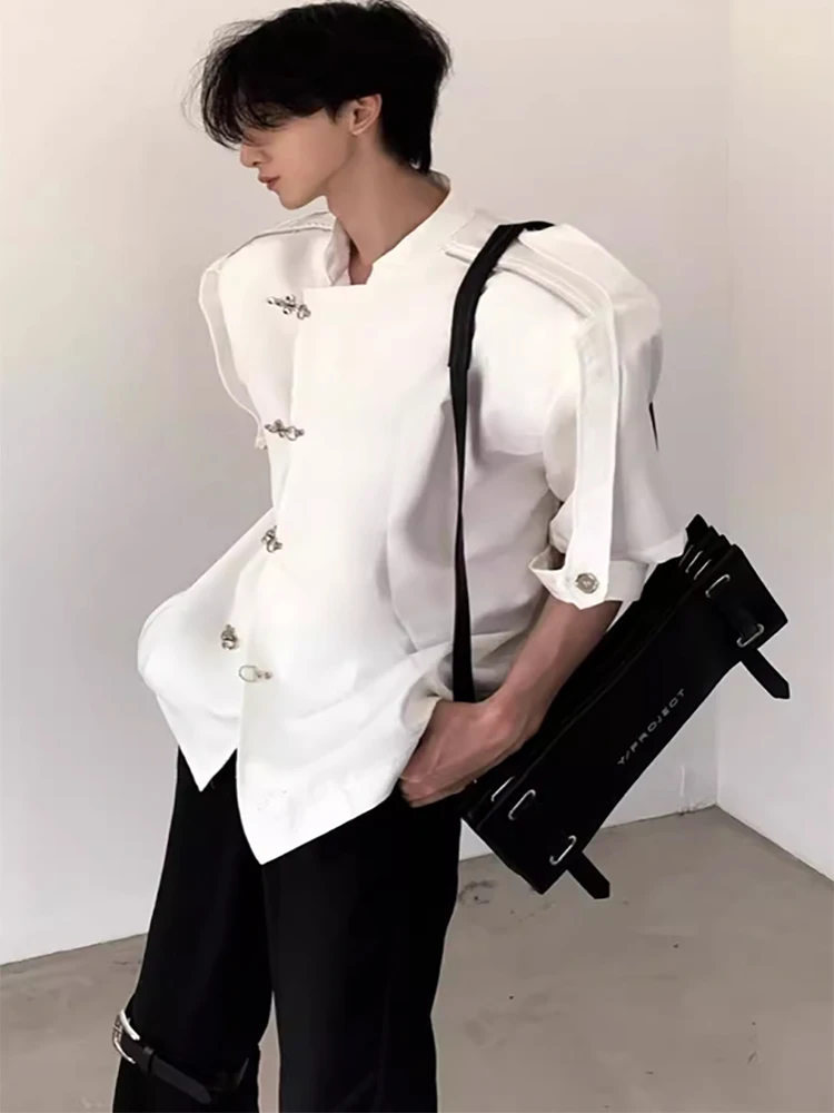 

New Chinese Sle Men's Jaet ort Sve Pad oulder Youth Faion Summer Punk Design Sensation M Model Outfit Coat
