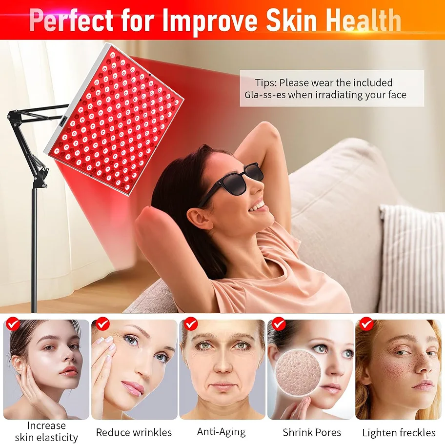 Lampe de panneau de thérapie à la lumière rouge LED pour le visage Anti-vieillissement soins de la peau beauté 225 lumière LED soulagement de la douleur corporelle outils de physiothérapie