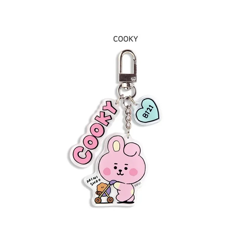 Kawaii BT21 Acrylic Keychain 2D Backpack Pendant with Double-sided Pattern Pendant CHIMMY COOKY KOYA TATA Anime Gift Toys view 3