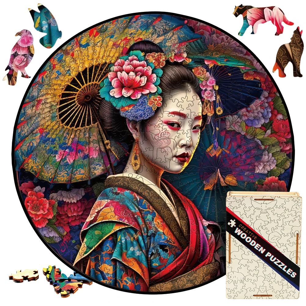 Puzzle in legno Mandala Geisha Girls Toys Japan Geisha 3D Wood Jigsaw Puzzle gioco di smistamento dei colori rompicapo scatole di puzzle segrete