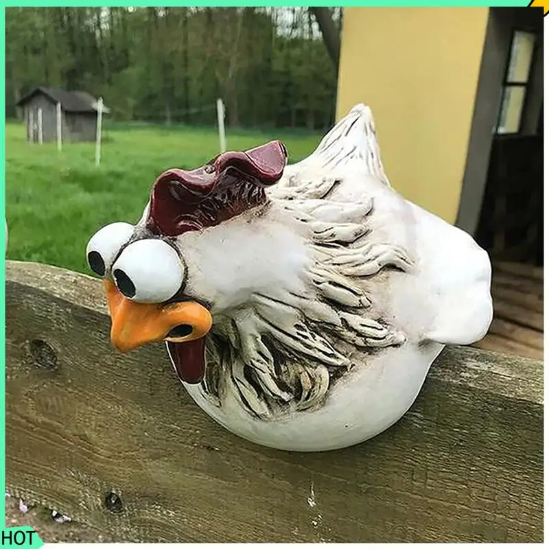 

AWAH 3 Piece Chicken Sitting On Fence Decor Garden Statues Art Sculptures Farm Patio Resin For Fences Rooster Statues Wall Art Y