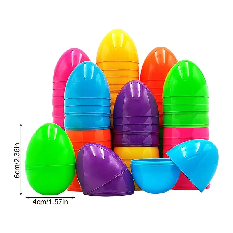 50Pcs Colorful Plastic Easter Eggs Surprise Toys Blind Egg Fillable Empty Eggs Easter Decoration 2024 DIY Kids Easter Gift