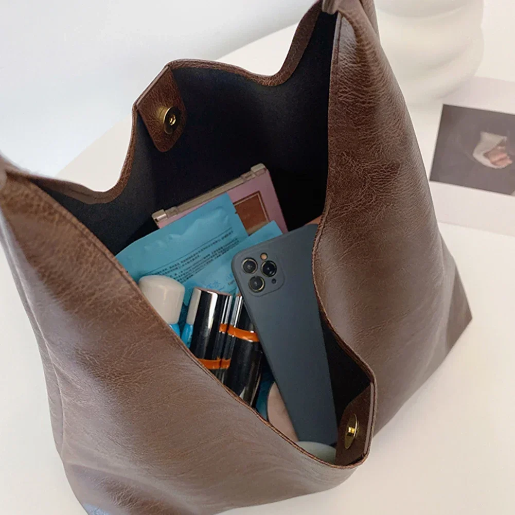 Luxury Fashion Soft Leather Handbags Women Brown Large Capacity Hand Bags Shopping Tote Female Casual Shoulder Bag Purse
