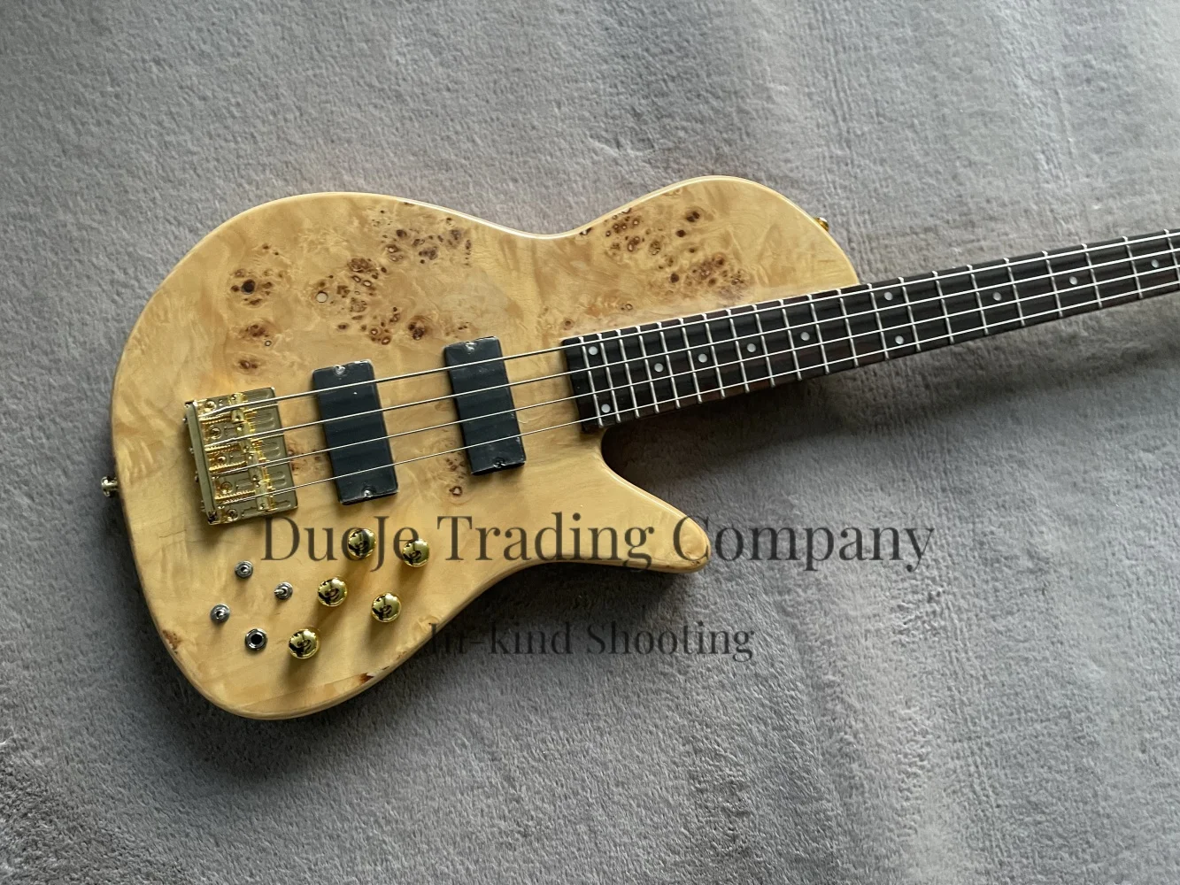 Natural Bass guitar 4 strings bass Burl Maple Top Maple neck though ASH wood body gold tuners rosewood fingerboard