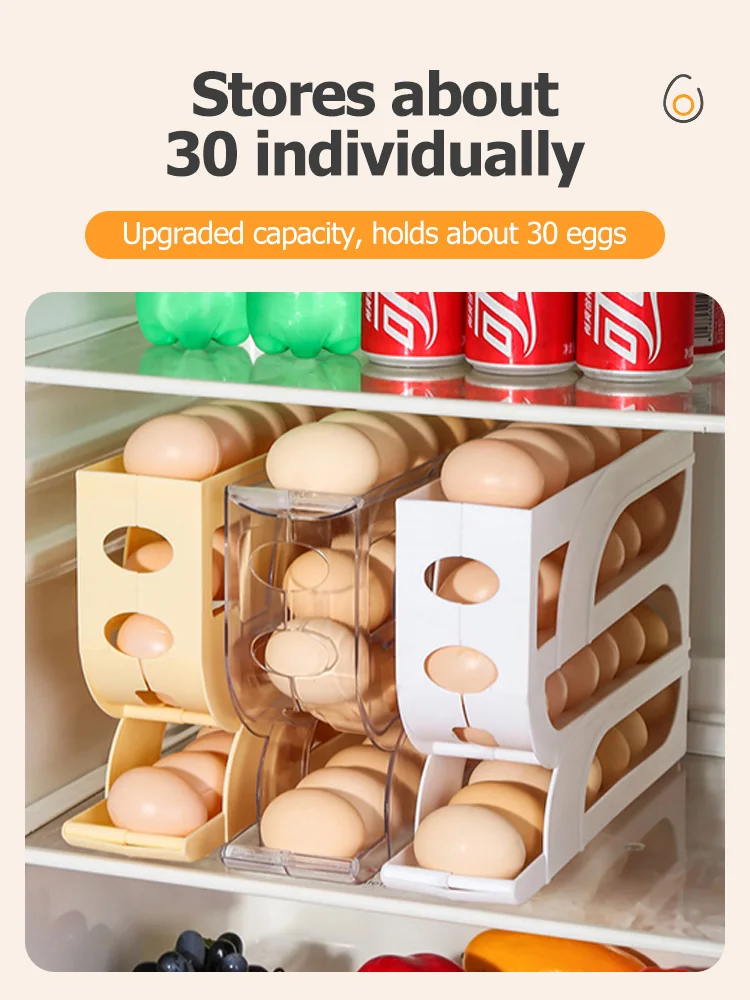 

Four-layer slide type egg carton refrigerator side door special automatic egg roller kitchen egg storage box